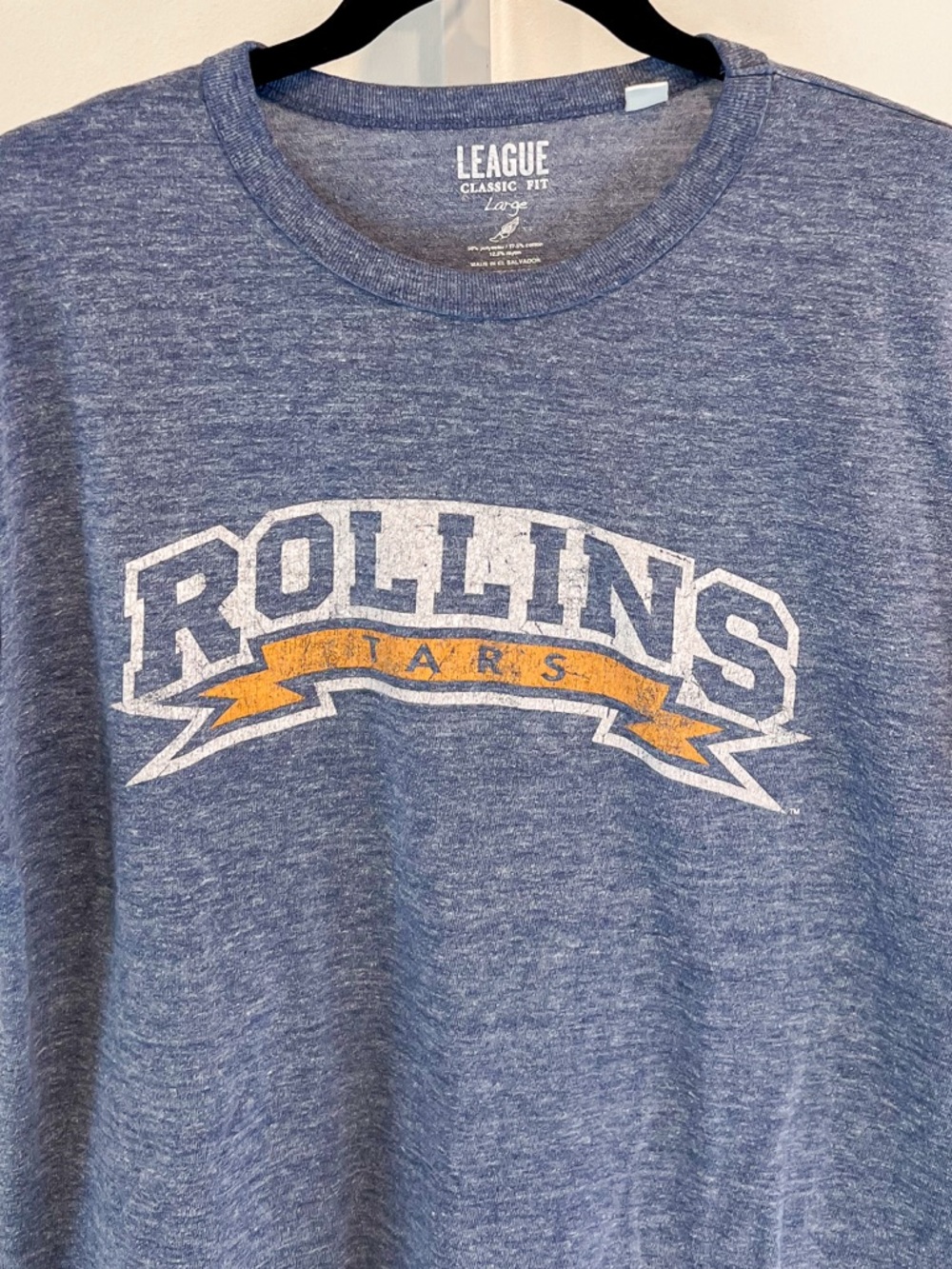 Rollins College Tars Blue and White Graphic Tee Shirt by League Mens Sz Large - Picture 2 of 11
